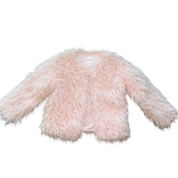 NWOT Cat & Jack Furry Teddy Baby Pink Jacket SZ-6/6X